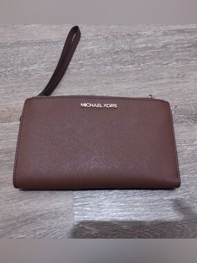 Michael Kors Brown Saffiano Wristlet / Wallet / Clutch